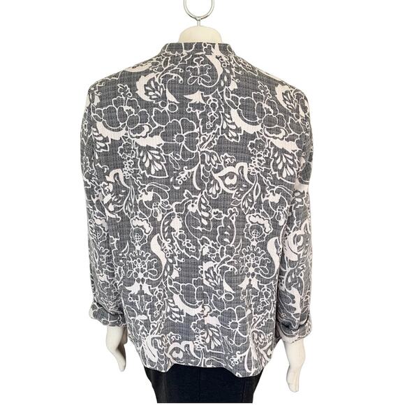 KAREN SCOTT Long Sleeve Floral Blazer Jacket in Blue & White  SZ 2X - Picture 6 of 9